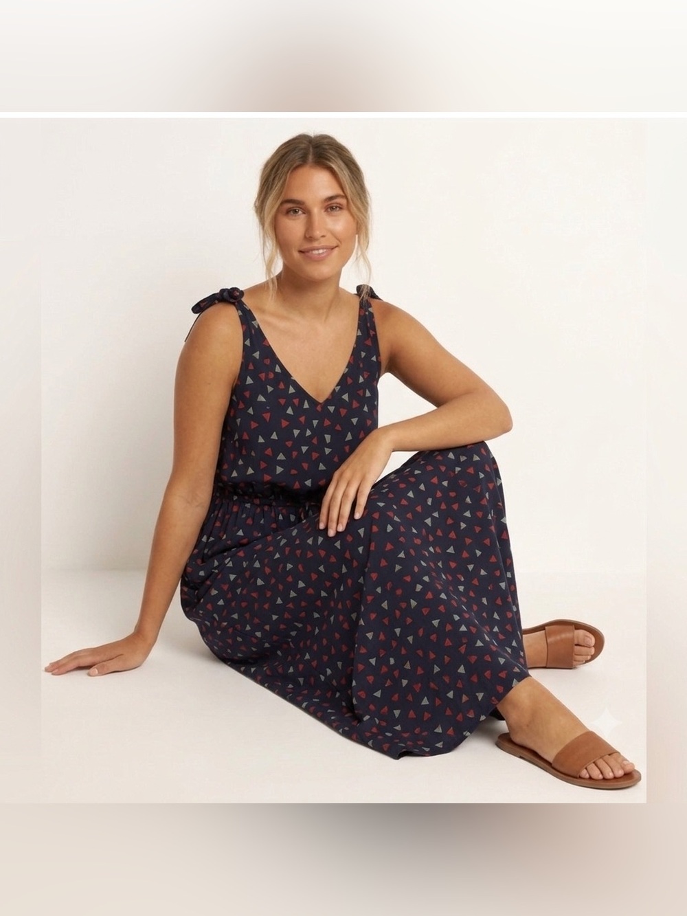 Tommy Hilfiger | Navy Maxi Dress With Colourful Pink and White Sailboat Print - Picture 15 of 16